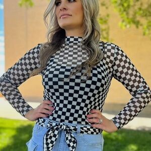 Checkered Long Sleeve Top